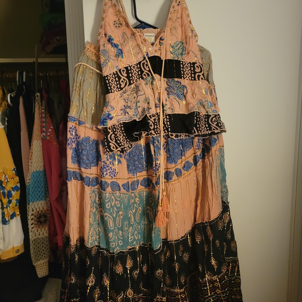 Bohemian Multicolor Patchwork Dress - image 1